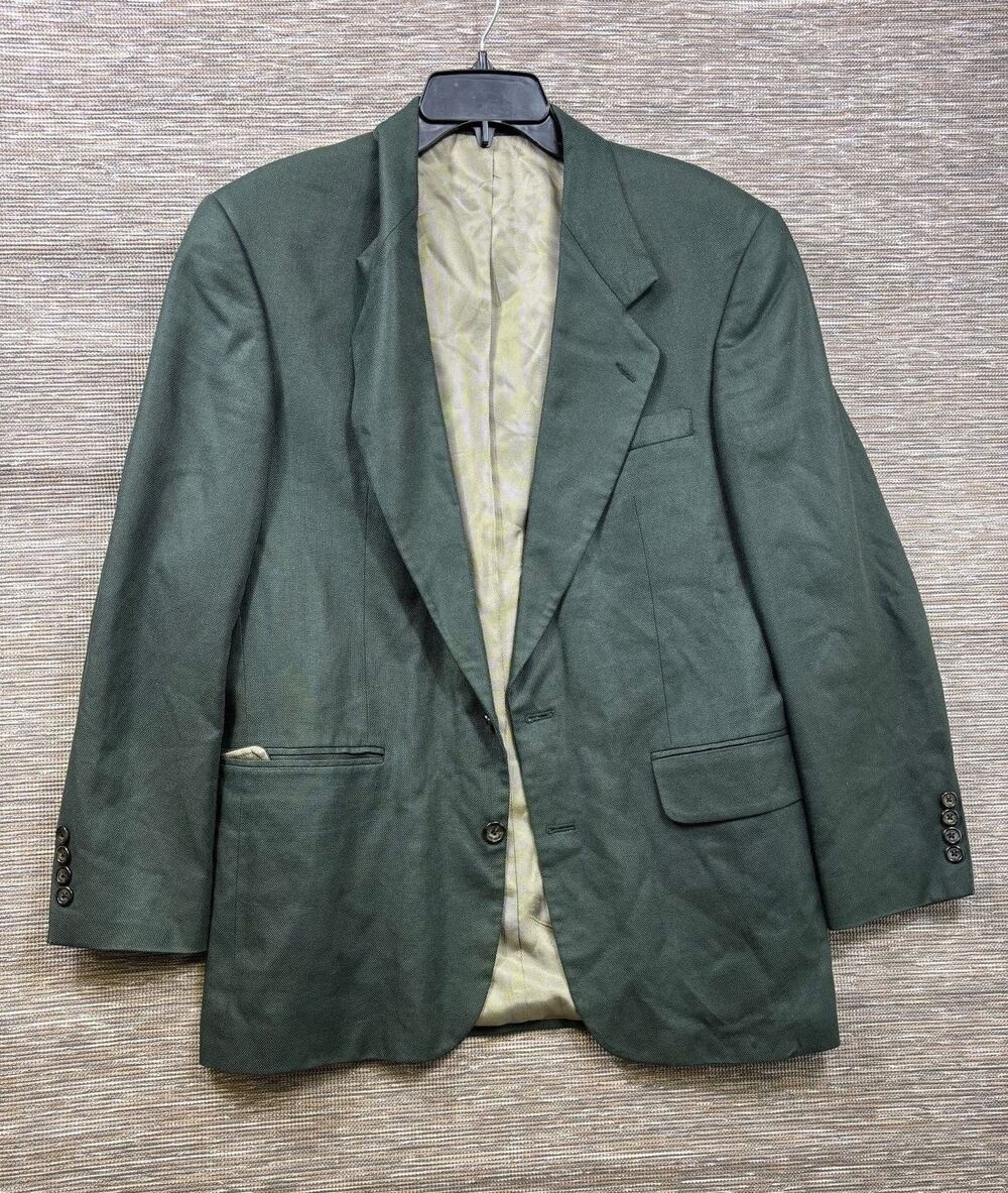 Cesar Del Valle Blazer Mens Size 40R Green 100% Silk Sport Coat Colombia Jacket